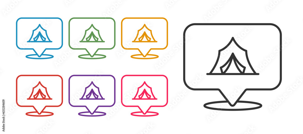 Set line Circus tent icon isolated on white background. Carnival camping tent. Amusement park. Set icons colorful. Vector