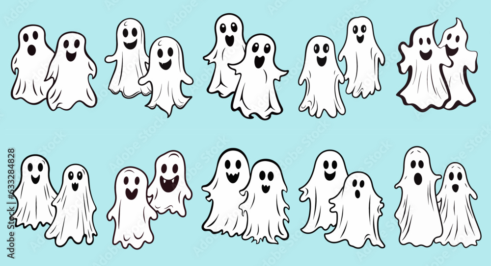 Halloween ghosts coloring page elements Halloween ghosts coloring page elements