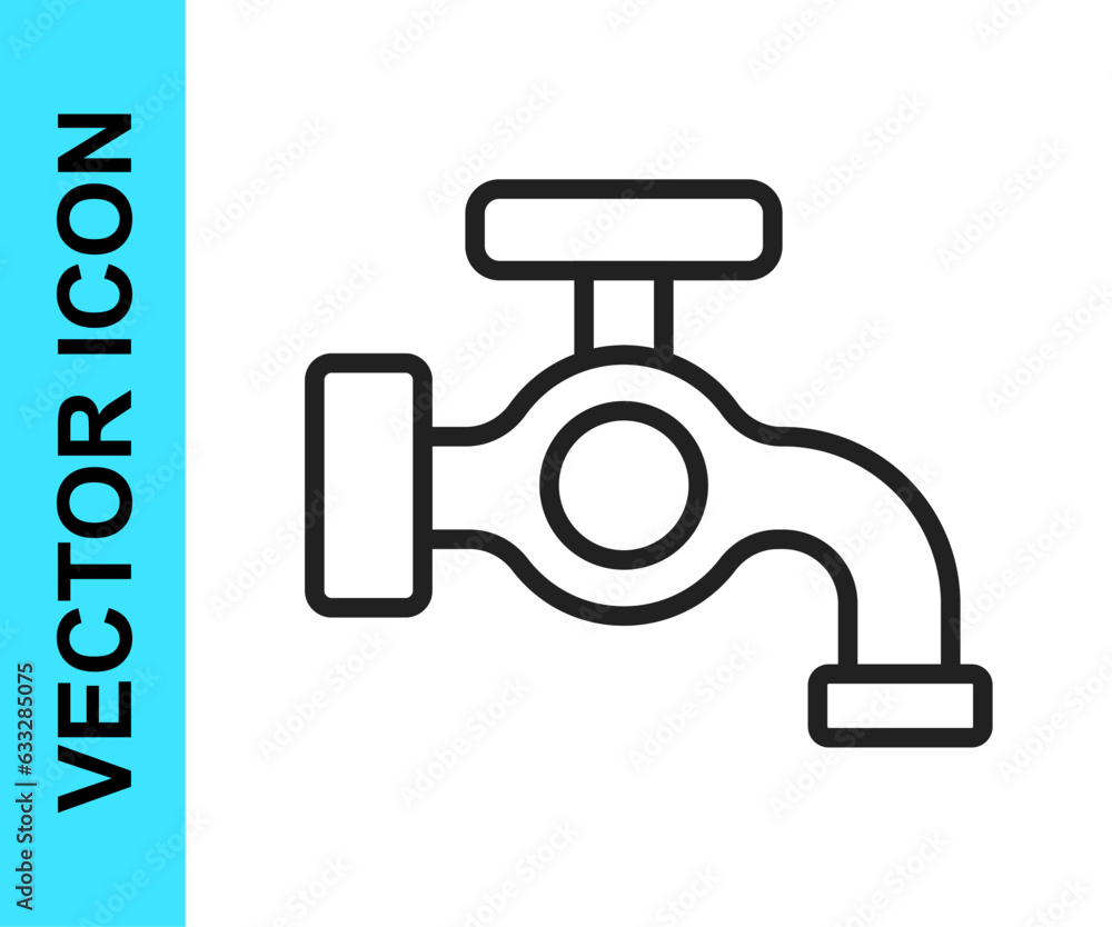 Black line Water tap icon isolated on white background. Vector Black line Water tap icon isolated on white background. Vector