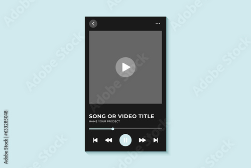 Podcast music, video, audio player mockup vector design interface. Frame podcast design template mockup