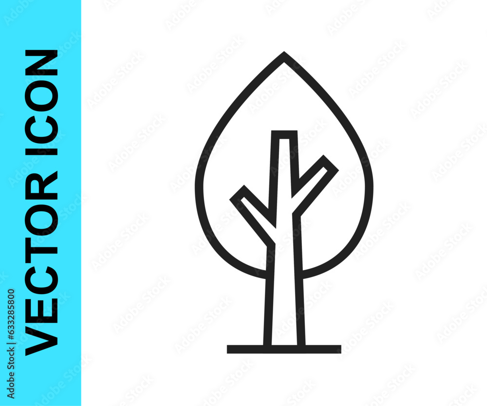 Black line Tree icon isolated on white background. Forest symbol. Vector Black line Tree icon isolated on white background. Forest symbol. Vector