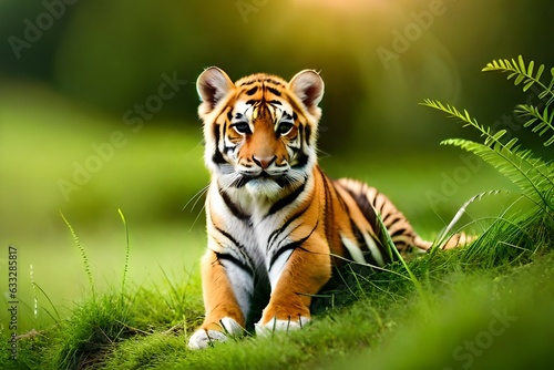tiger in the grass generated by al technology 