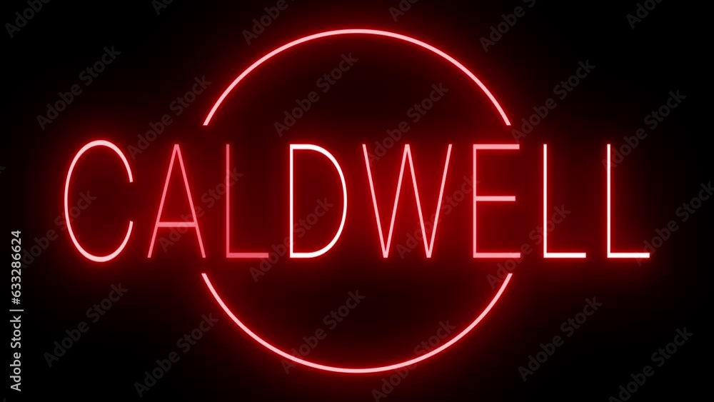 Red flickering and blinking animated neon sign for the city of Caldwell Red flickering and blinking animated neon sign for the city of Caldwell