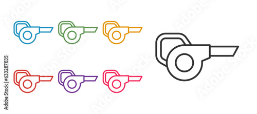 Set line Leaf garden blower icon isolated on white background. Set icons colorful. Vector