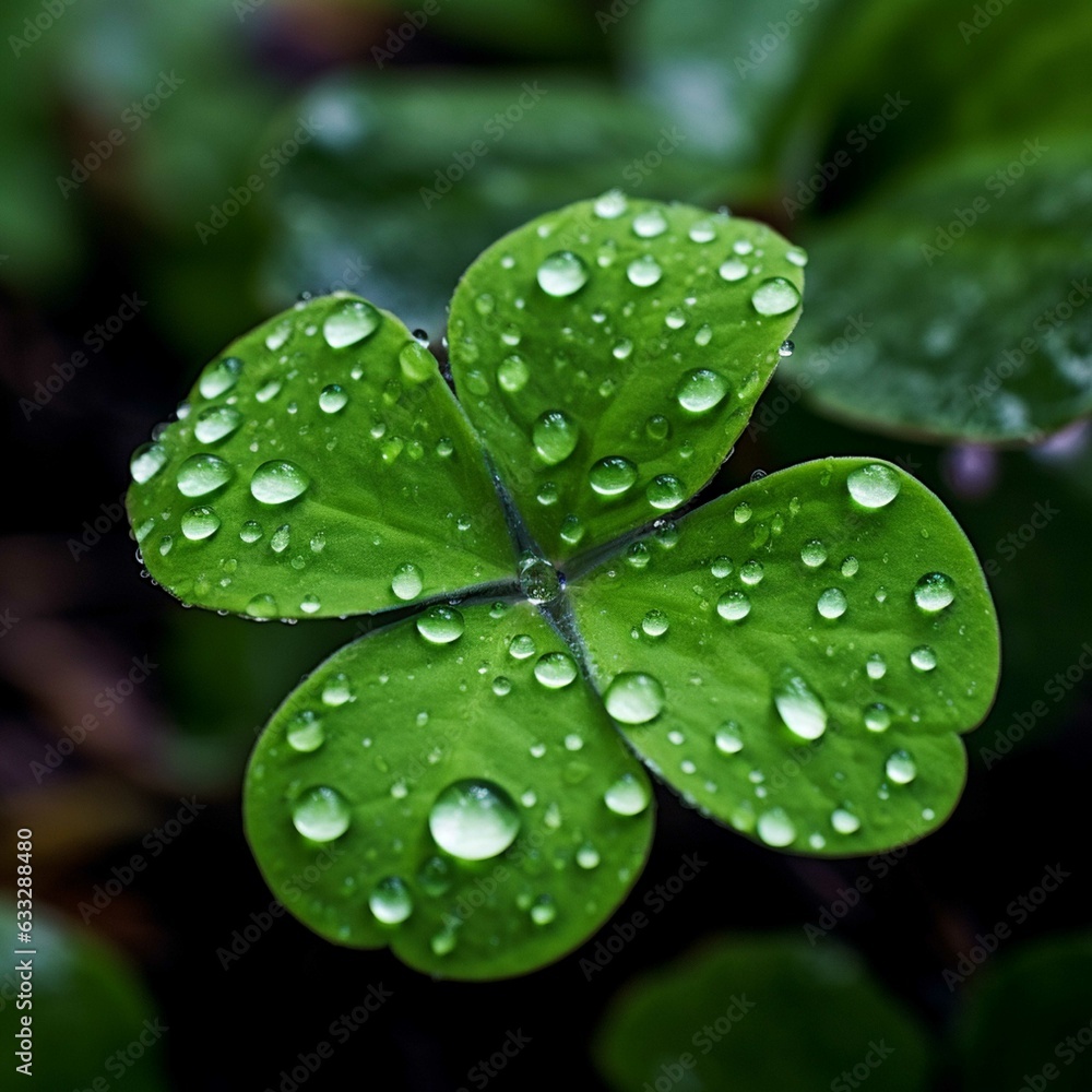 Shamrock leaf with dew drops Shamrock leaf with dew drops