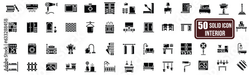 furniture, rooms, interior icon set, flat icon, solid icon, room furniture icon pack.