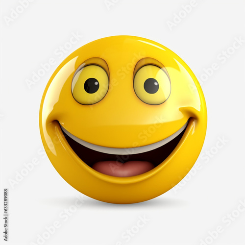 Smiling emoticon on a yellow background. 3d illustration