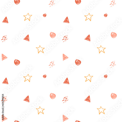 Fotografia Hand drawn seamless pattern with soft peach and orange cute childish elements