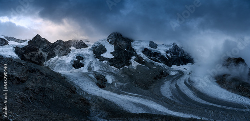 panorama of glaciers from Cabane du Mountet with Glacier Durand and Glacier du Grand Cornier, Valais photo
