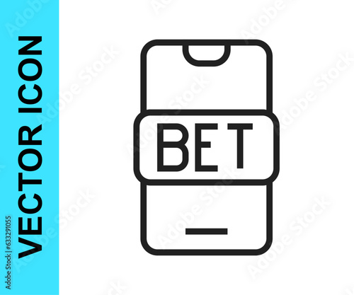 Black line Online sports betting icon isolated on white background. Sport bet bookmaker. Betting online make money. Vector