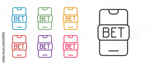Set line Online sports betting icon isolated on white background. Sport bet bookmaker. Betting online make money. Set icons colorful. Vector