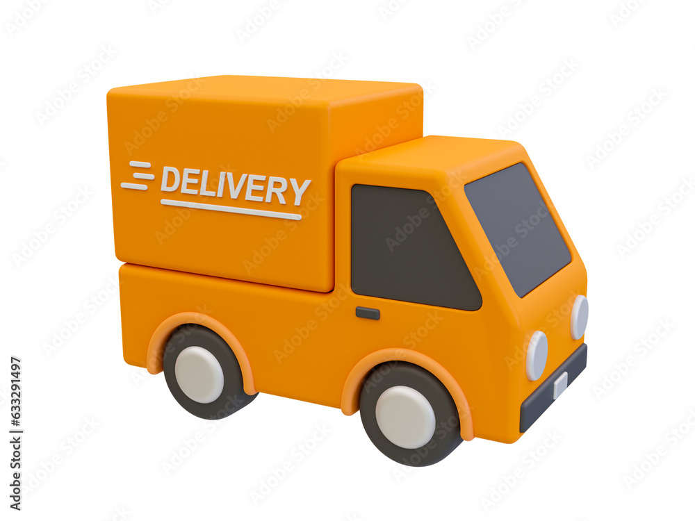 3d minimal delivery truck. product shipping. cargo transportation. delivery service. 3d illustration.