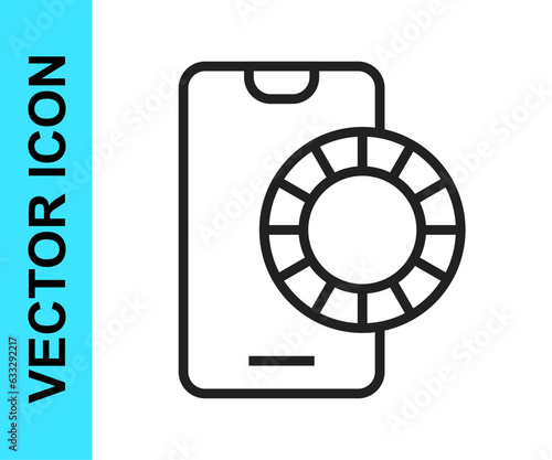 Black line Online sports betting icon isolated on white background. Sport bet bookmaker. Betting online make money. Vector