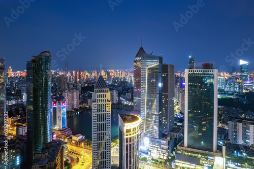 Aerial photography of night scenes in Wuhan, Hubei Province © 昊 周