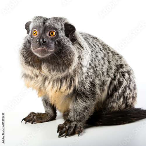 Studio shot of a Marshall Islands man with a canoe model isolated on a pure white background. photo