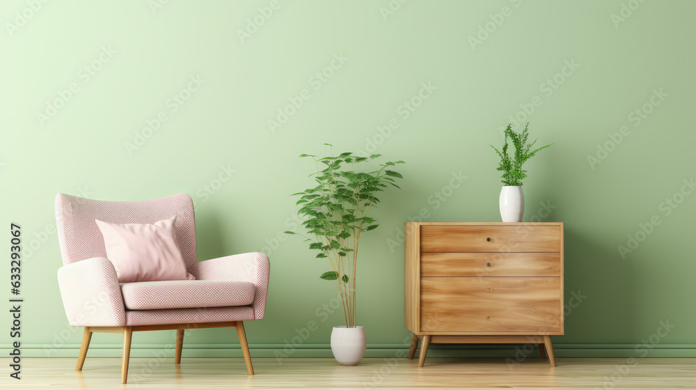a wooden cabinet in a comforting living room interior design ai generated a wooden cabinet in a comforting living room interior design ai generated