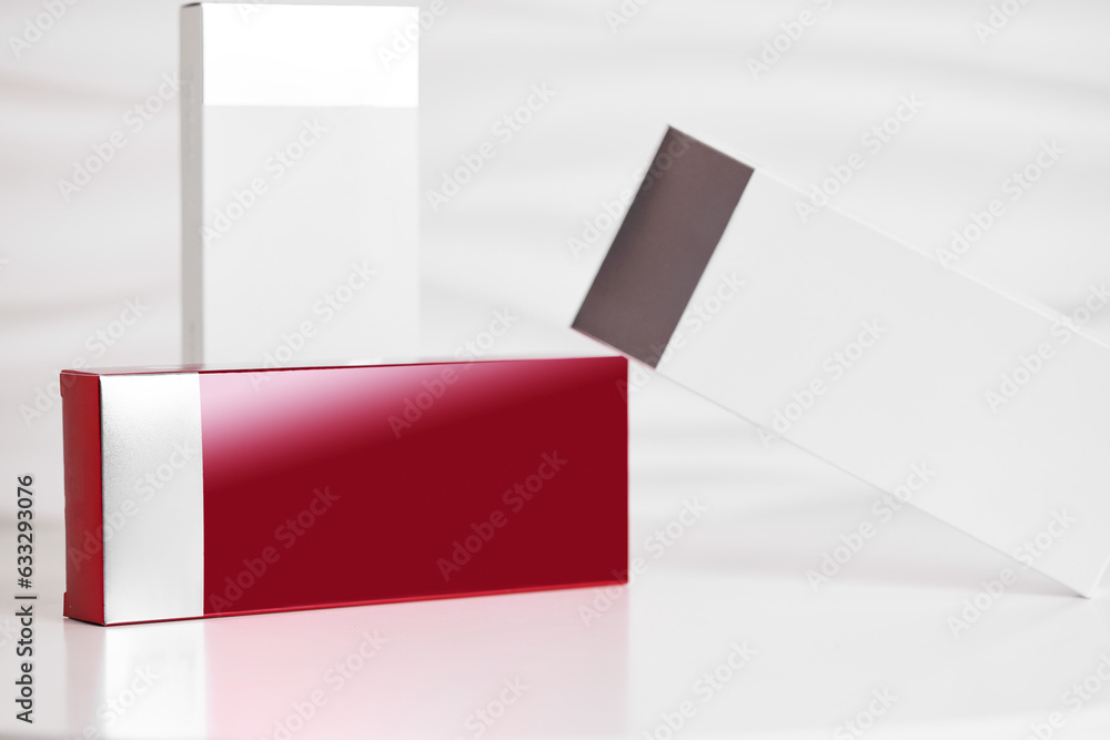 white and red boxes with fillers. health care, medical and phapmacy concept , white and red boxes with fillers. health care, medical and phapmacy concept ,