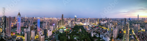 Aerial photography of night scenes in Wuhan, Hubei Province © 昊 周