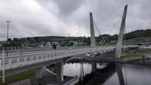 Wallpaper Mural Aerial View of Cars Driving Through The Bridge Over The Farris Lake In Larvik, Norway. - ascend Torontodigital.ca