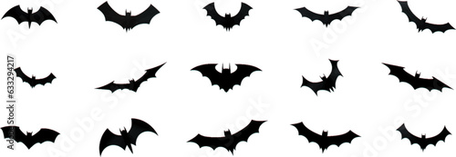 Set of Halloween bats on a white background  generative ai