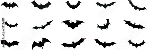 Set of Halloween bats on a white background, generative ai