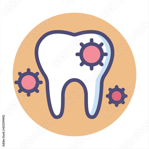 Dental Bacteria Related Vector Icon. Dental Bacteria Sign. Isolated on White Background