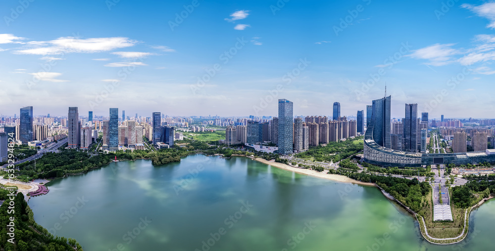 Fototapeta premium Aerial photo of a large panoramic view of the city of Hefei, Anhui.. .