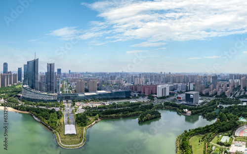 Aerial photo of a large panoramic view of the city of Hefei  Anhui.. .