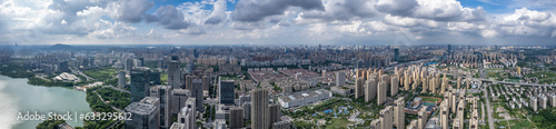 Aerial photo of a large panoramic view of the city of Hefei  Anhui.. .