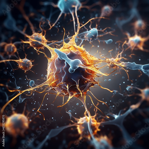 Neurons brain cell medical background. 