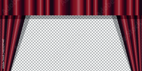 Burgundy red curtain background for theather shows, stand-up comedy and presentations, dark velvet texture. photo