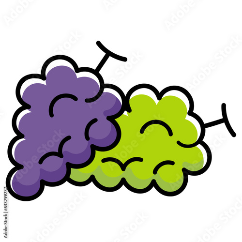 太い線で描かれたカットイラスト / ぶどうとマスカット