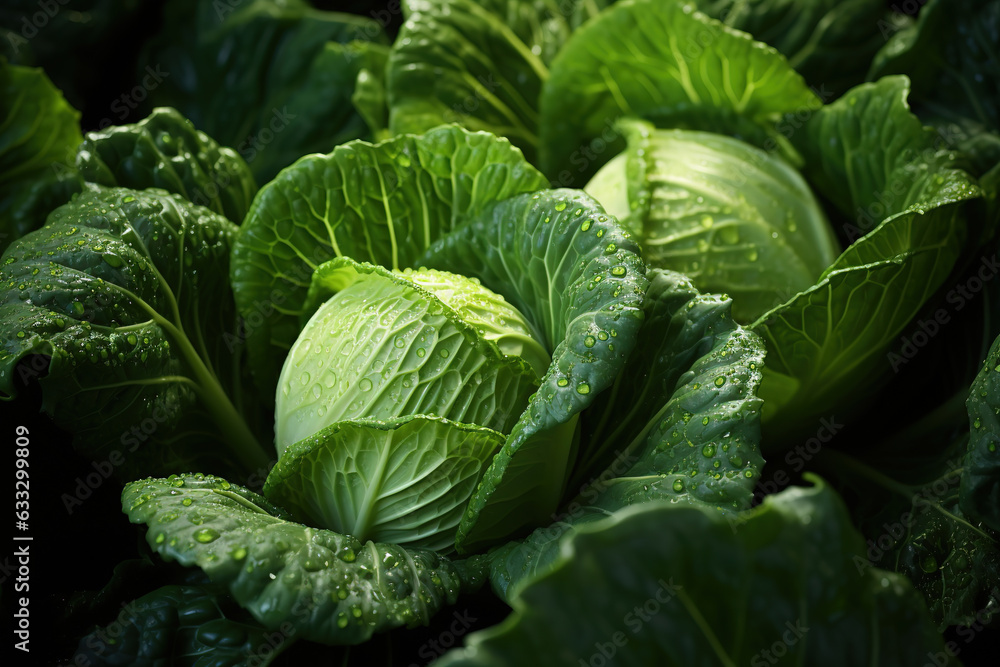 Ripe cabbage in the field