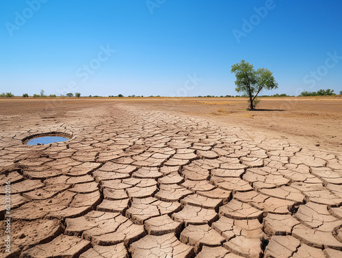 dry cracked agricultural field due to drought