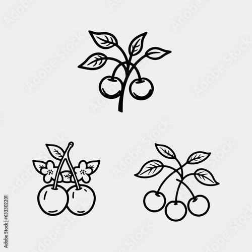 vector hand drawn illustration of cherry tree