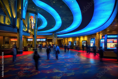 A Colorful Movie Theater Lobby Scene