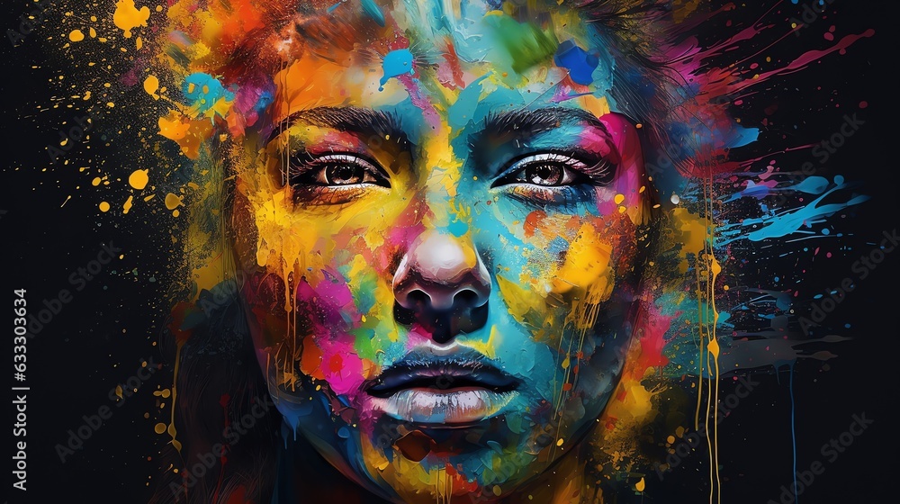 Woman Portrait as Color Splash Art