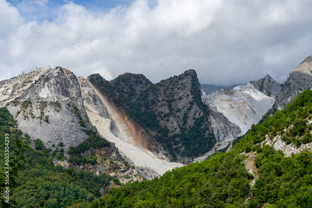 landscape in the marble mountains in carrara, italy