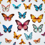 butterflies pattern isolated on white, create using generative AI tools