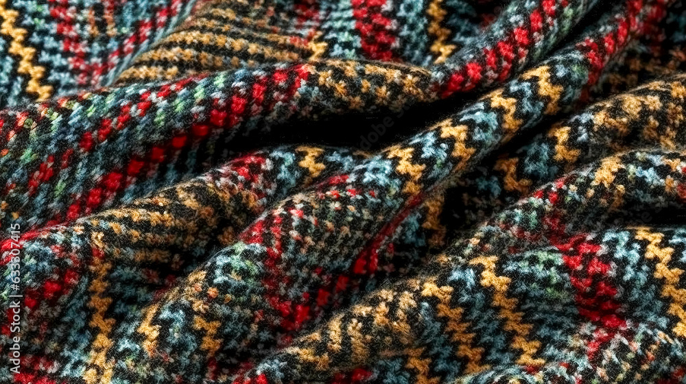 Checkered fabric with colored threads, generative AI. Checkered fabric with colored threads, generative AI.