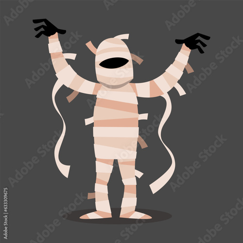 Mummy . Halloween cartoon characters . Vector .