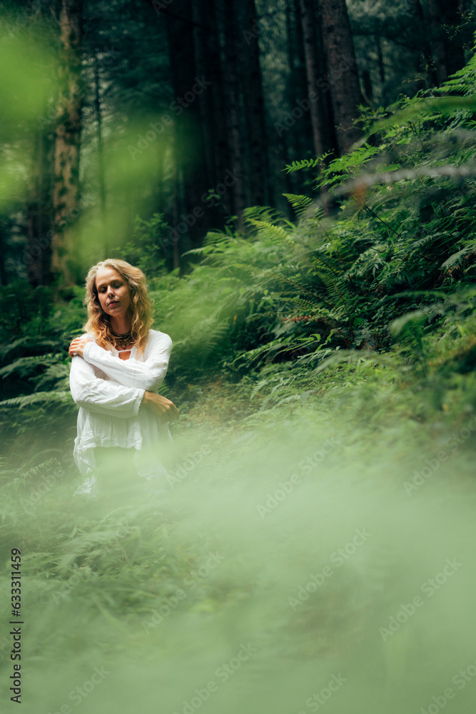 Russian fairy in jungle wields flute, blending magic with nature. Immerse in enchantment with nature Russian fairy in jungle wields flute, blending magic with nature. Immerse in enchantment with nature