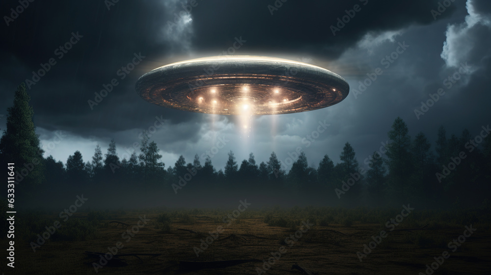 Unknown flying object. UFO in the night sky. Unknown flying object. UFO in the night sky.