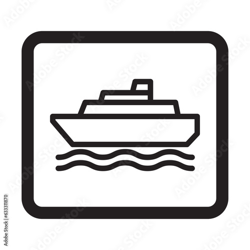 Ferry icon. delivery ship line icon vector, Simple illustration  of Public Transport Related Vector Line Icons. transportation icon with simple line design isolated on white background.