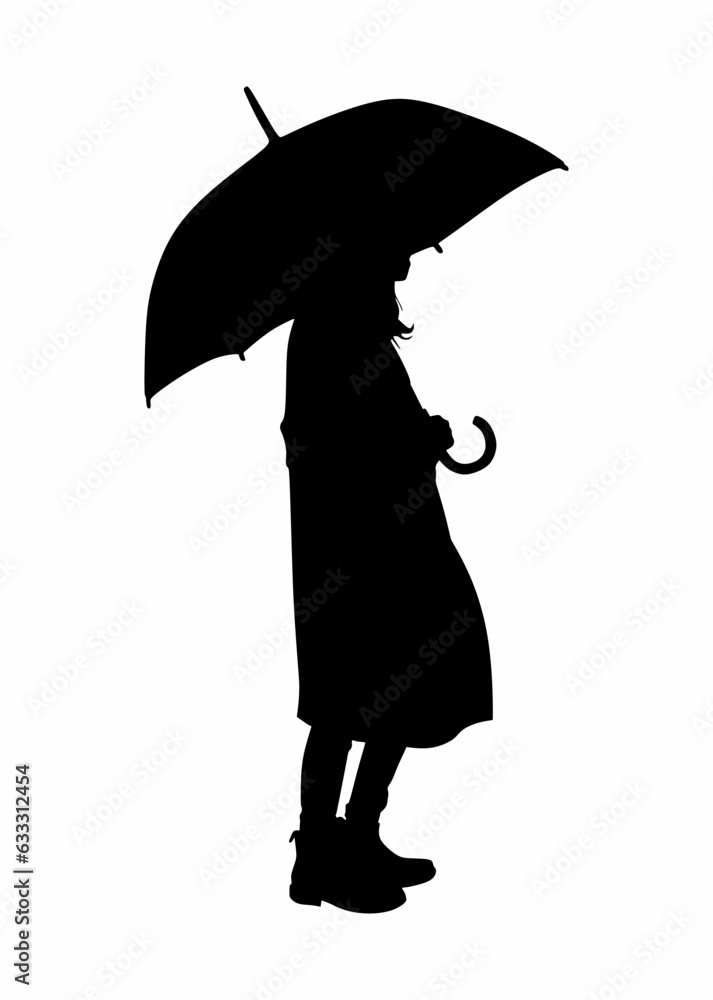 Vector design set women with umbrella silhouete Vector design set women with umbrella silhouete