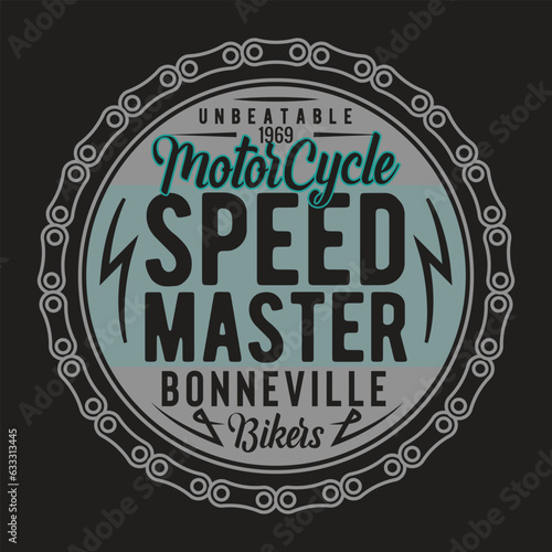 motorsport badge. T shirt graphics. Vectors. Typography.