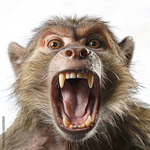 Leinwand Poster Ferocious bared-fanged monkey isolated background PNG