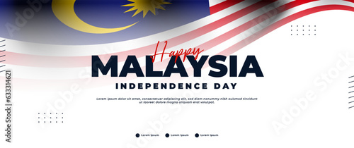 happy malaysia independence day greeting banner with flag elements