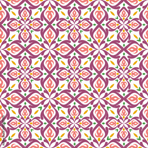 Purple ornamental seamless pattern. Traditional Ethnic Turkish, Indian motifs. Great for fabric and textile, towels, linen, wallpaper, packaging.