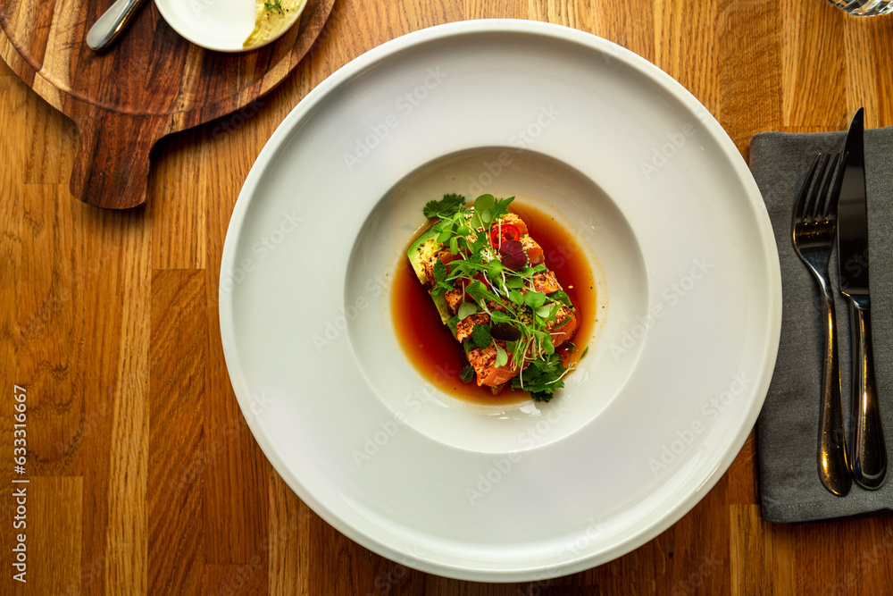 salmon tataki with soy and herbs salmon tataki with soy and herbs